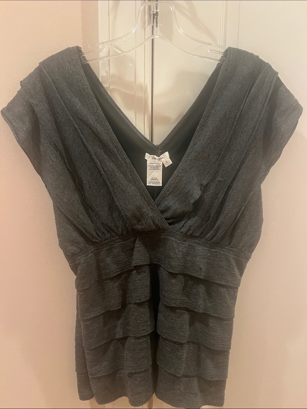 Sophia Max Charcoal V-Neck Layered Top